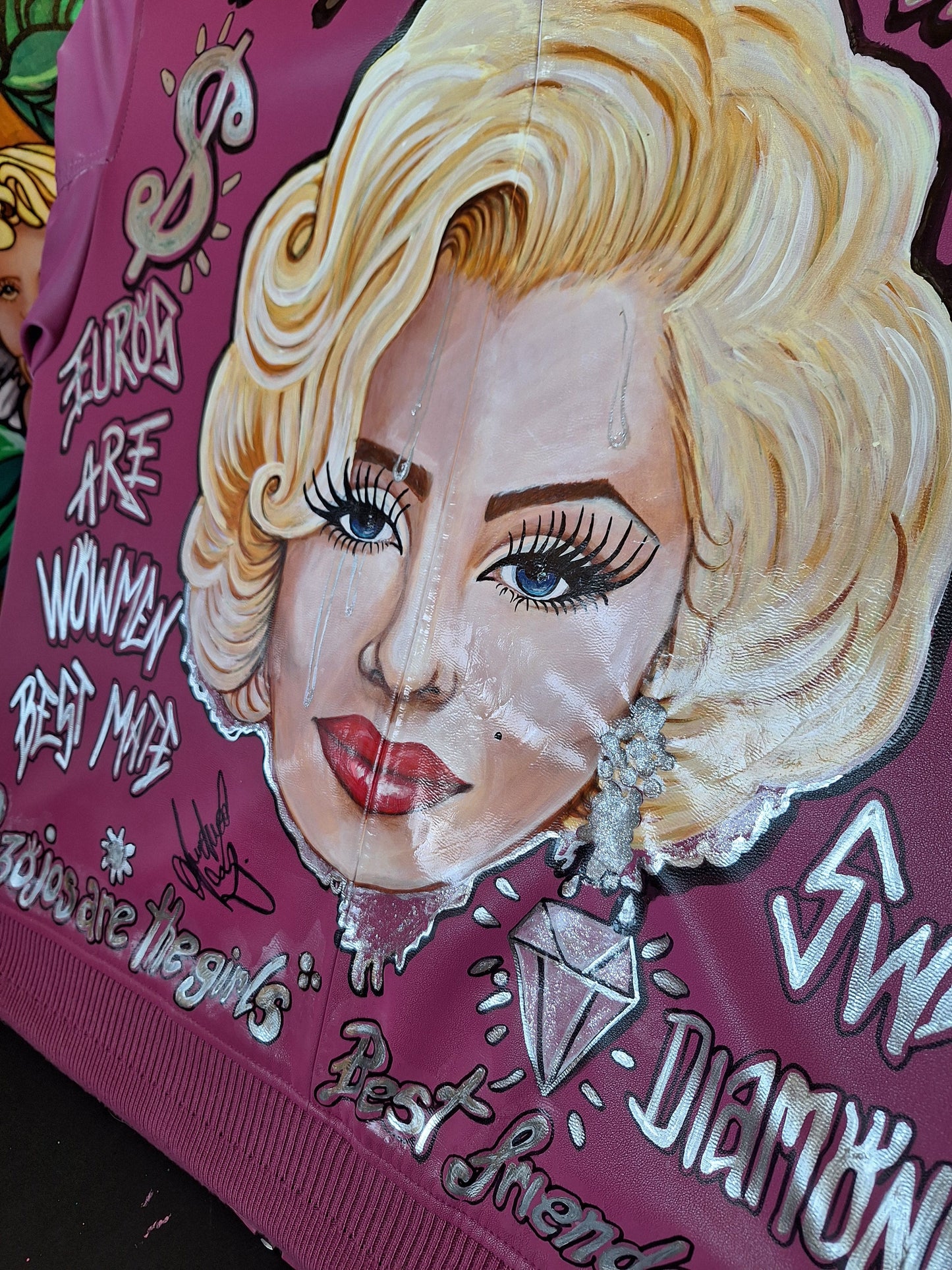 Chaqueta Bomber de Neopreno Holográfico Marilyn Monroe - Pintada a Mano