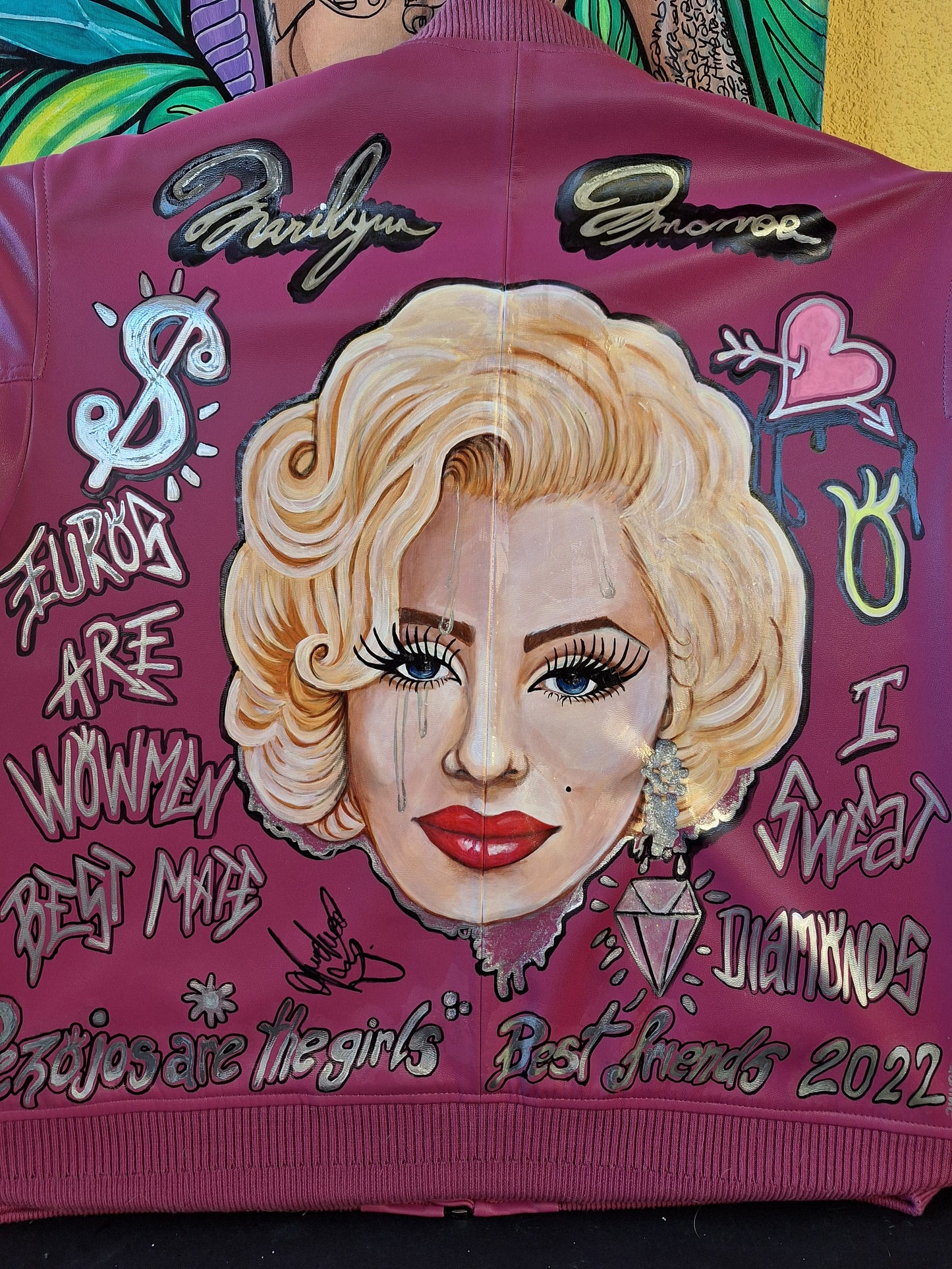 Chaqueta Bomber de Neopreno Holográfico Marilyn Monroe - Pintada a Mano
