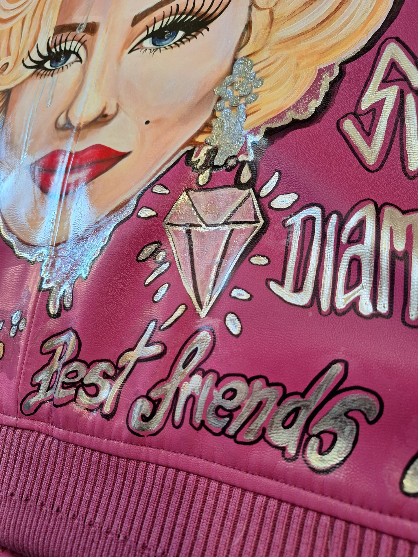 Chaqueta Bomber de Neopreno Holográfico Marilyn Monroe - Pintada a Mano