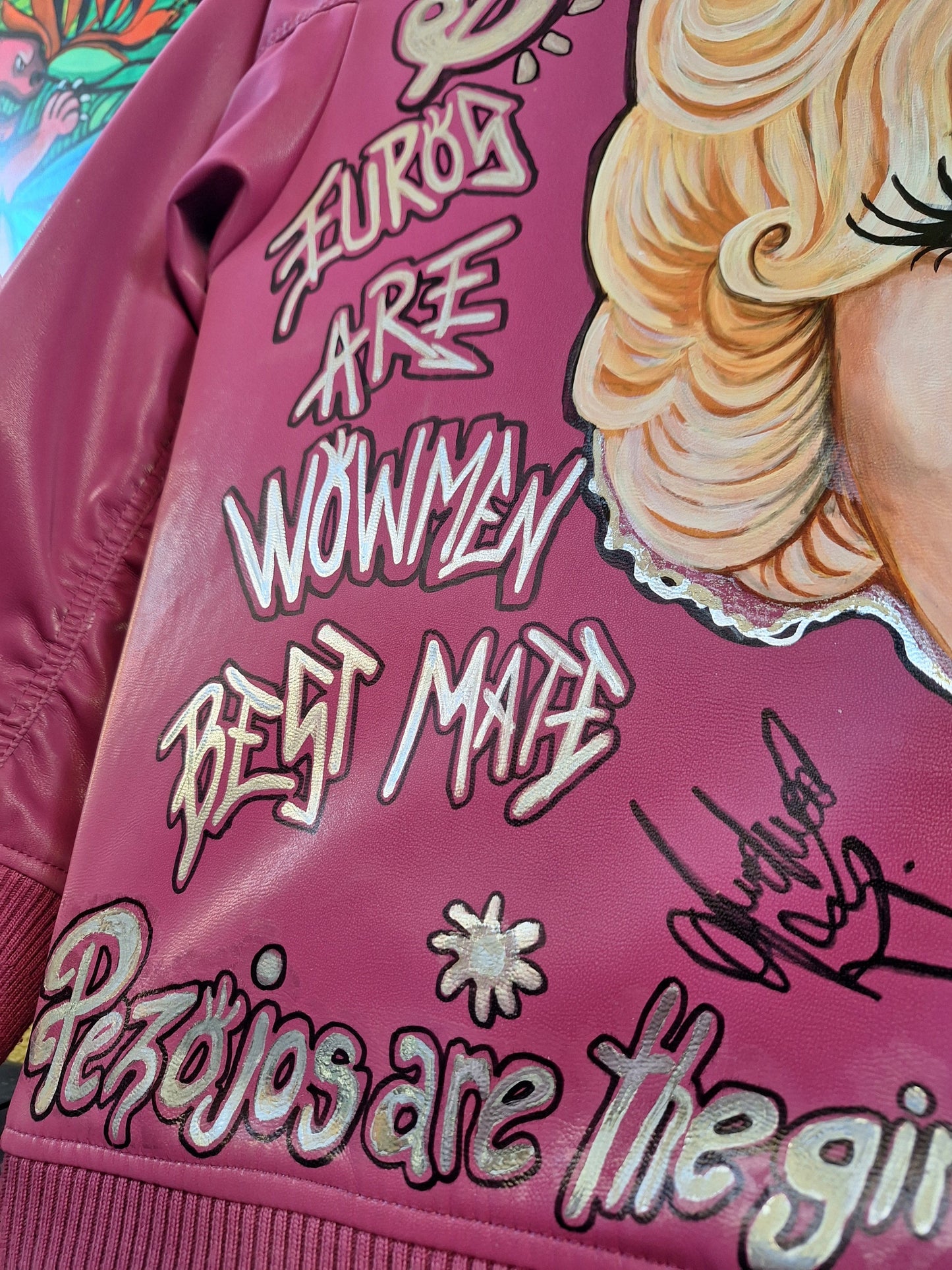 Chaqueta Bomber de Neopreno Holográfico Marilyn Monroe - Pintada a Mano