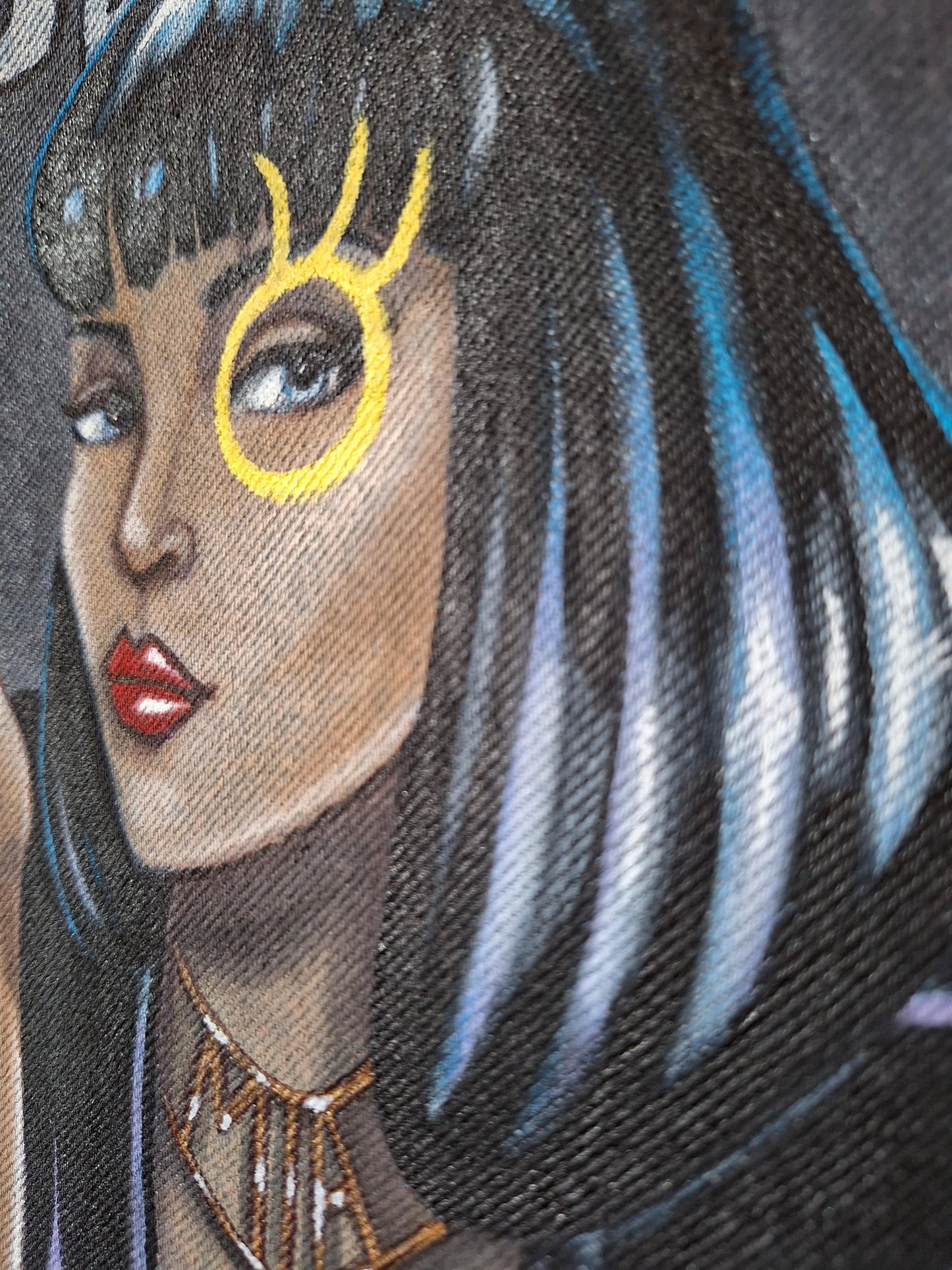 Chaleco largo vaquero pintado a mano – Estilo Pezojos, inspirado en Pulp Fiction