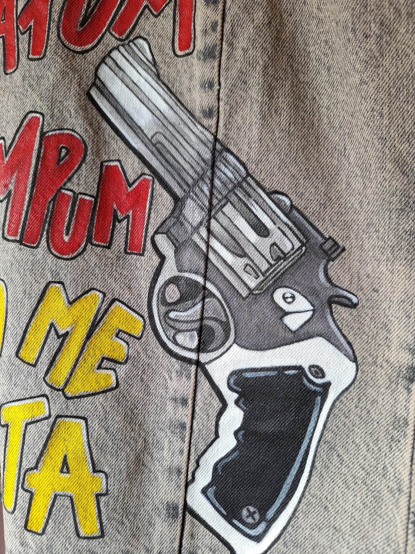 Top denim pintada a mano Pum