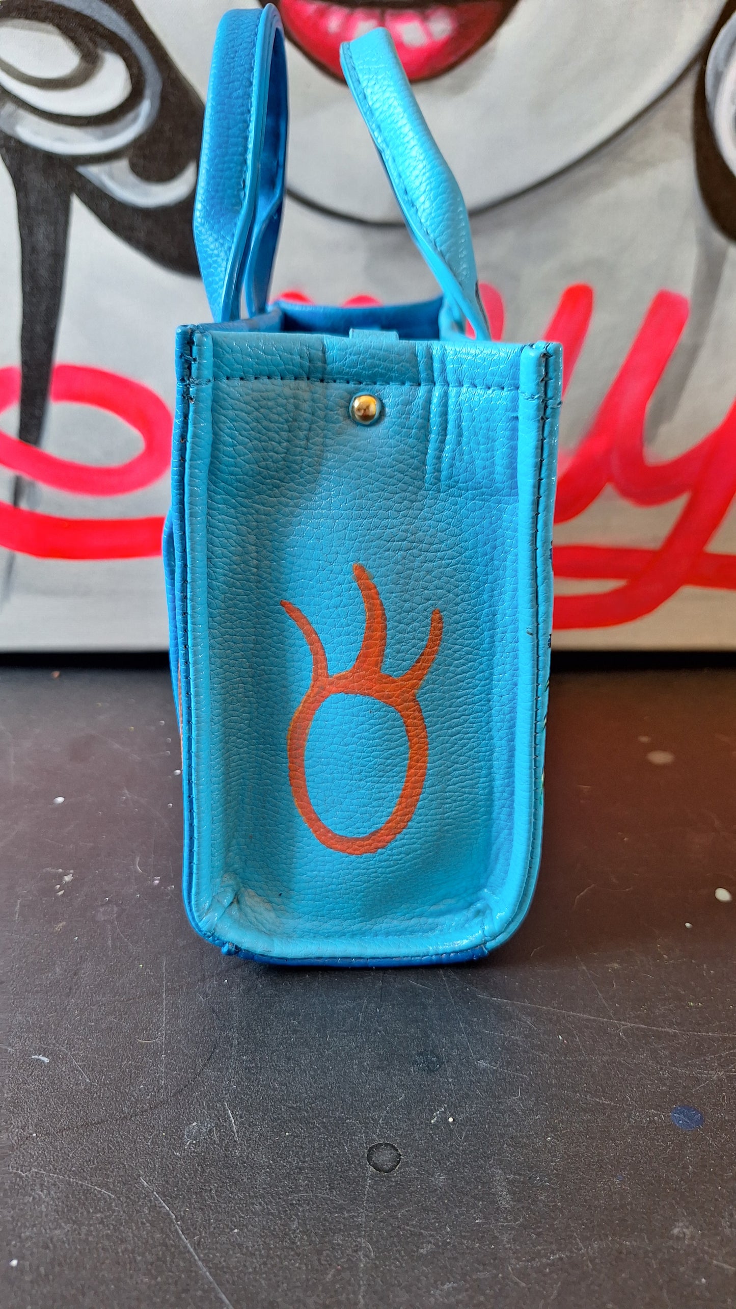 Bolso azul pintado Pezojos "Fun bag"