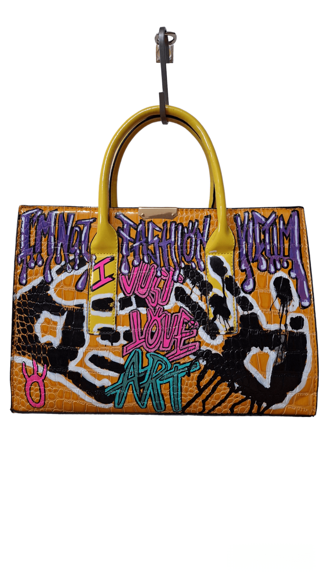 Bolso amarillo pintado a mano - customizado - Ropa pintada a mano en Pezojos