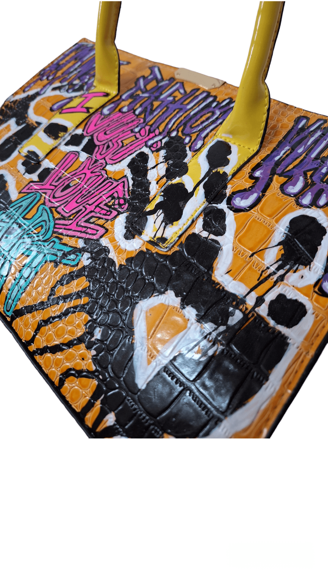 Bolso amarillo pintado a mano - customizado - Ropa pintada a mano en Pezojos