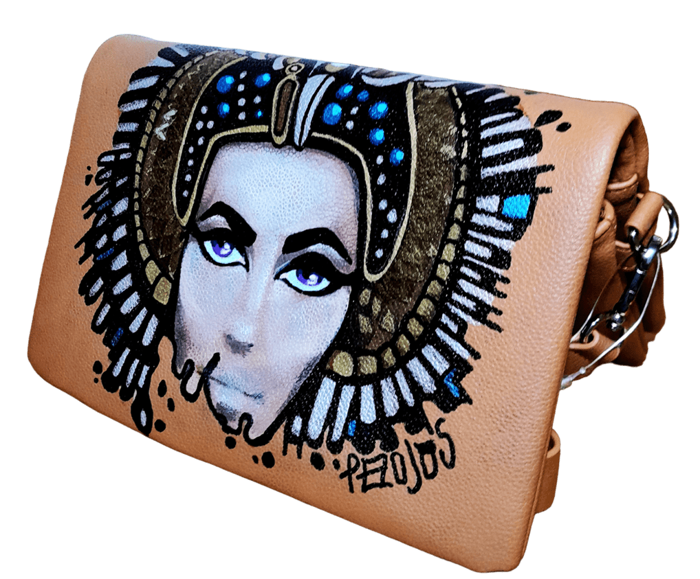 Bolso de hombro pintado a mano Cleopatra - Ropa pintada a mano en Pezojos