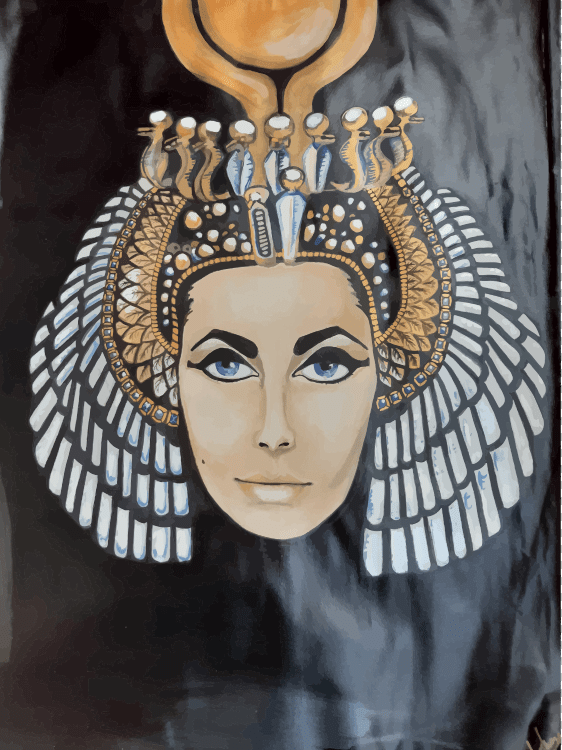 Bolso de hombro pintado a mano Cleopatra - Ropa pintada a mano en Pezojos