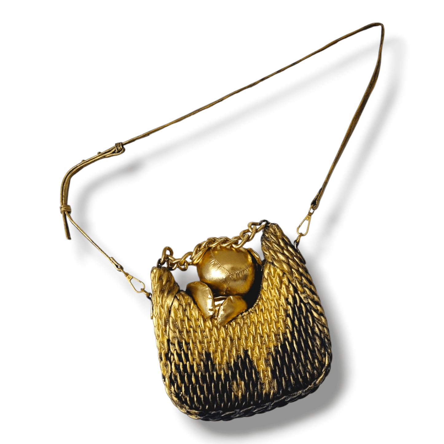 Bolso negro pintado a mano, con efecto dorado y gran capacidad - Ropa pintada a mano en Pezojos