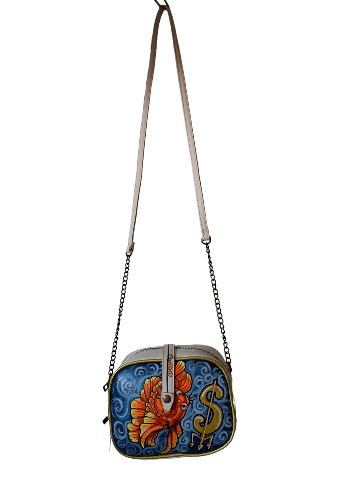 Bolso pintado a mano Pez Dolar Night pop - Ropa pintada a mano en Pezojos