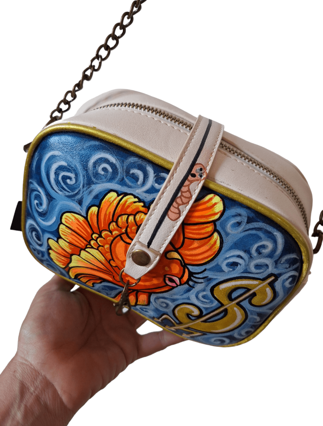 Bolso pintado a mano Pez Dolar Night pop - Ropa pintada a mano en Pezojos