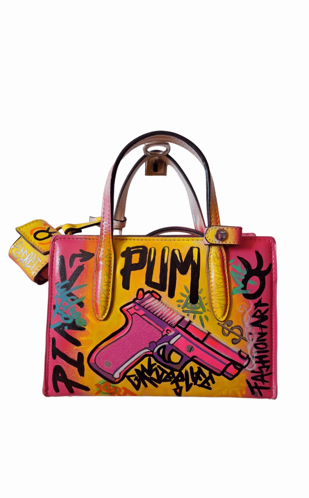 Bolso pintado a mano Pink Pum - Ropa pintada a mano en Pezojos