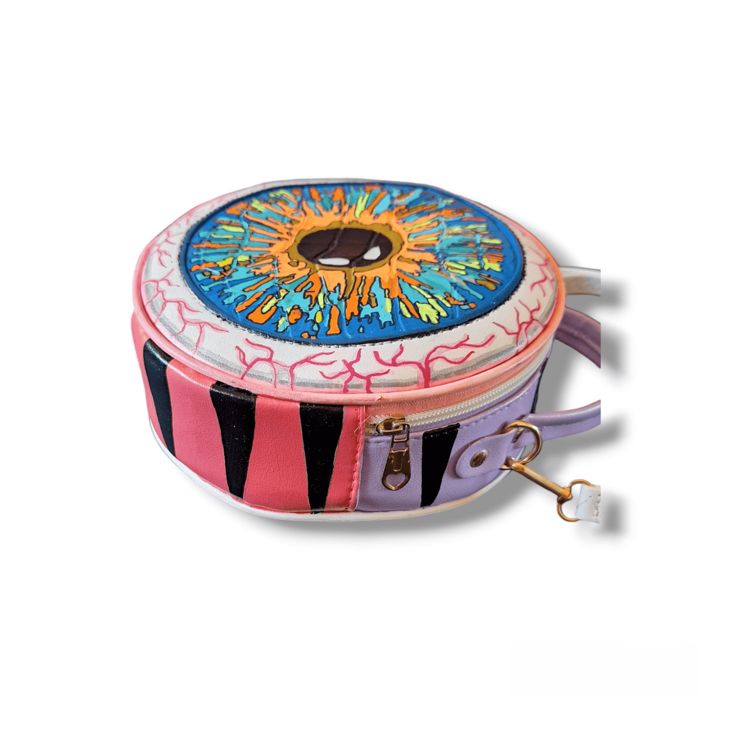 Bolso redondo pintado a mano "Rave Eye" - Ropa pintada a mano en Pezojos