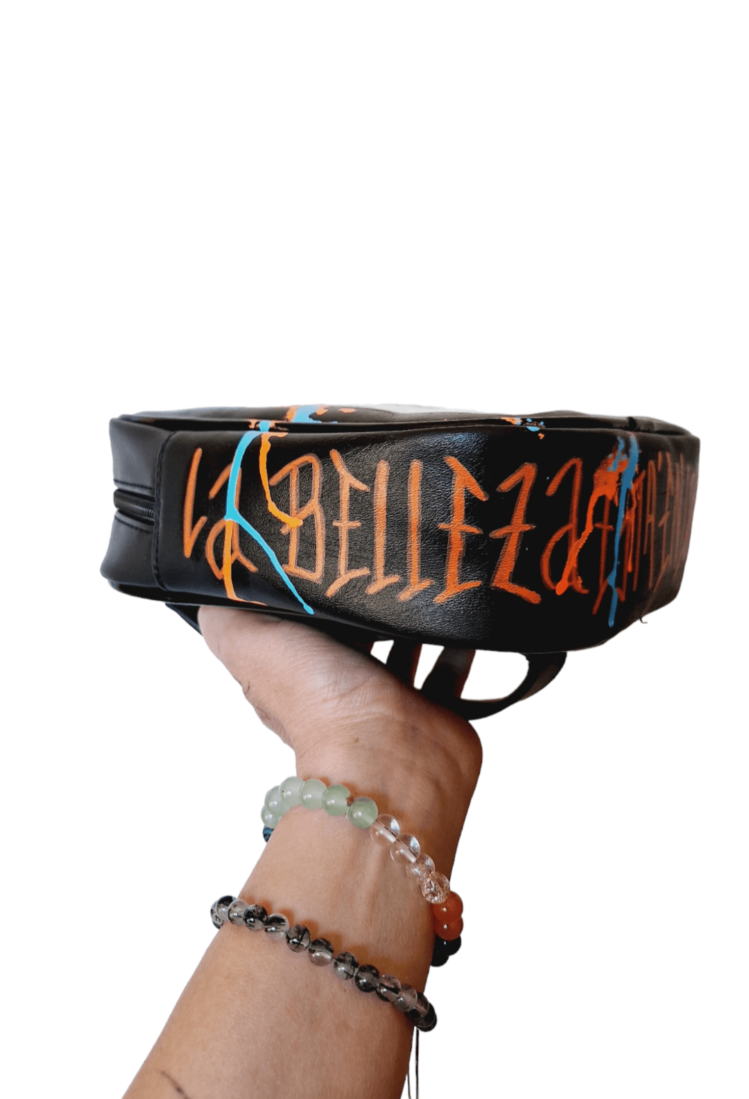 Bolso riñonera pintado a mano "Lucky U R " - Ropa pintada a mano en Pezojos