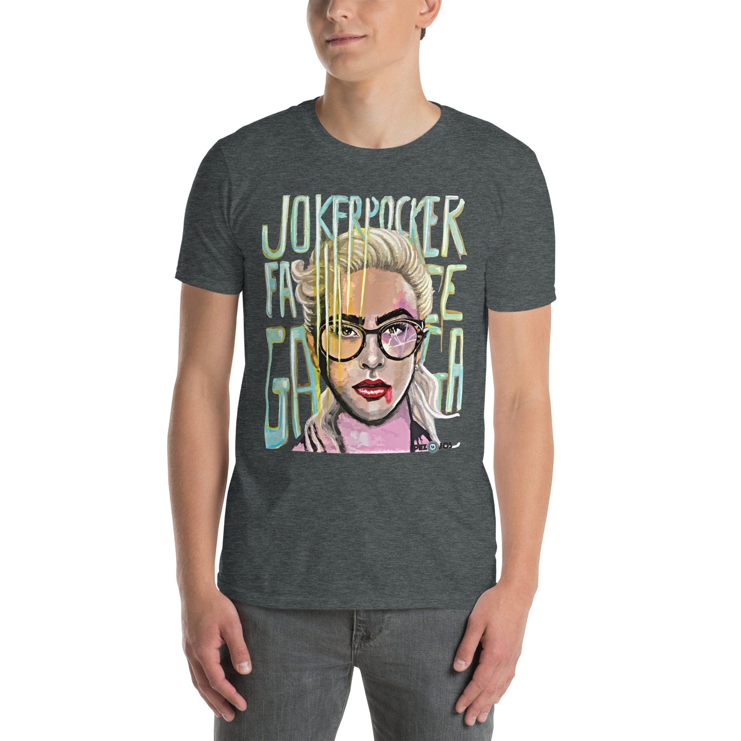 Camiseta de manga corta unisex Folie Gaga - Ropa pintada a mano en Pezojos