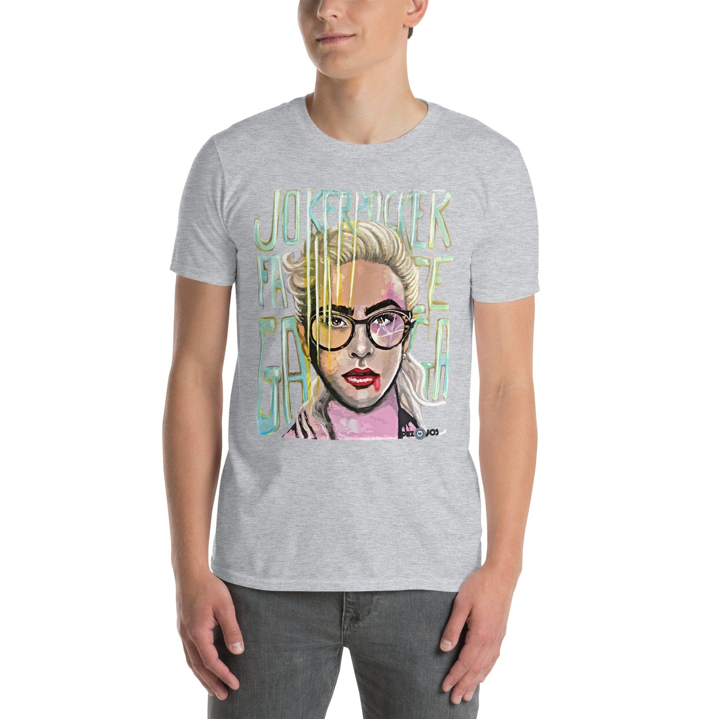 Camiseta de manga corta unisex Folie Gaga - Ropa pintada a mano en Pezojos