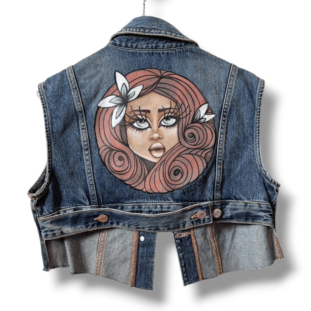 Chaleco pintado a mano Dollavatar Cinnamon - Ropa pintada a mano en Pezojos