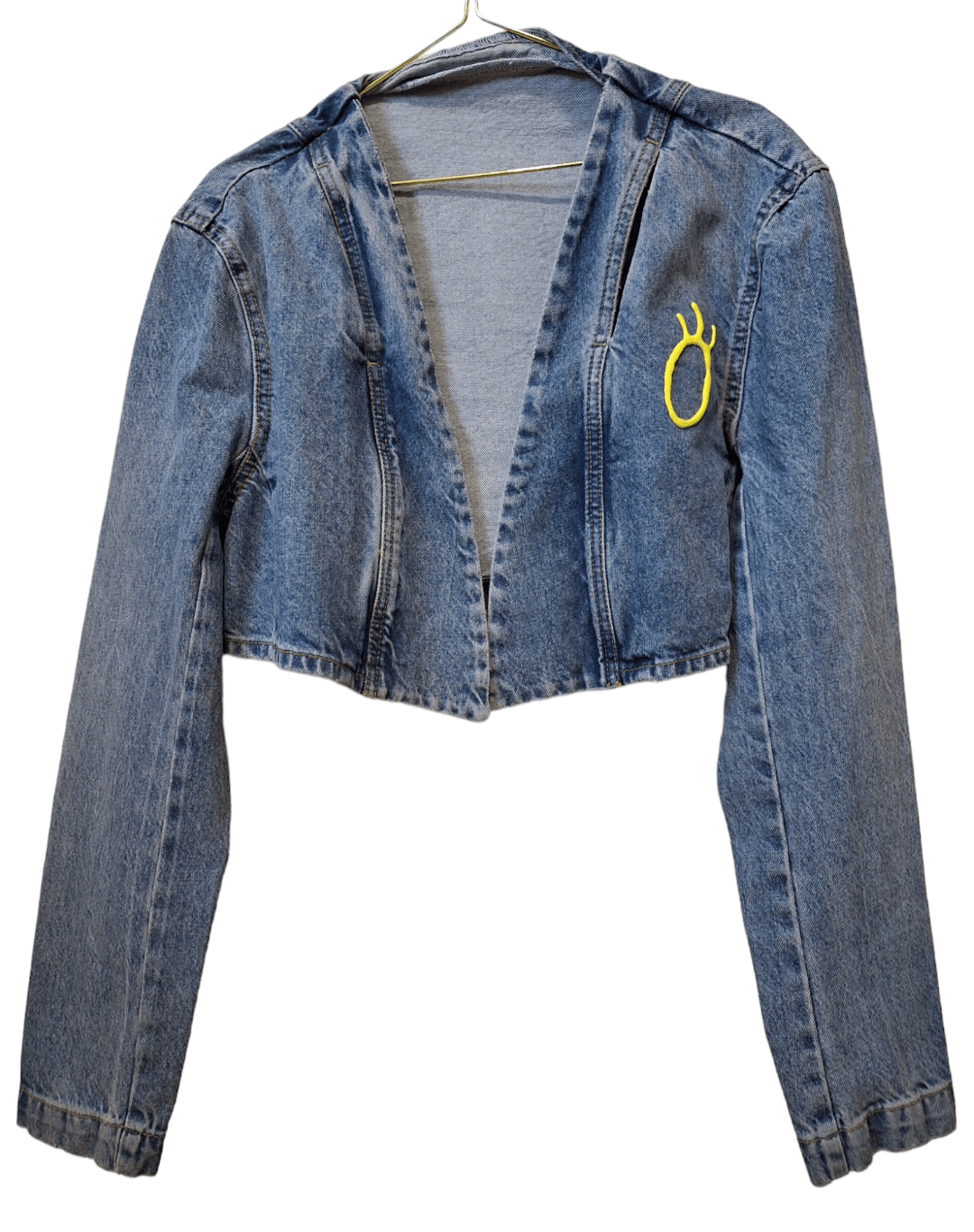 Chaqueta crop denim pintada a mano Angel Punk - Ropa pintada a mano en Pezojos