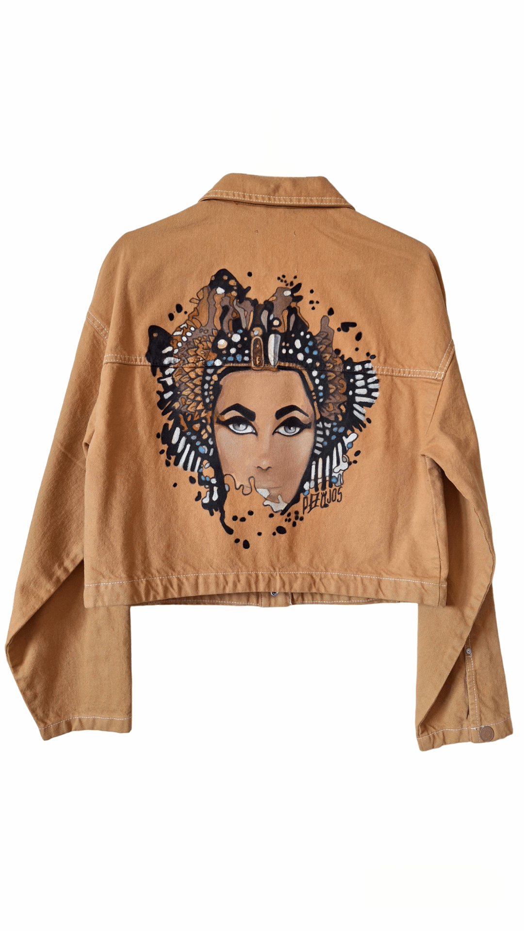 Chaqueta denim pintada Cleopatra - Ropa pintada a mano en Pezojos