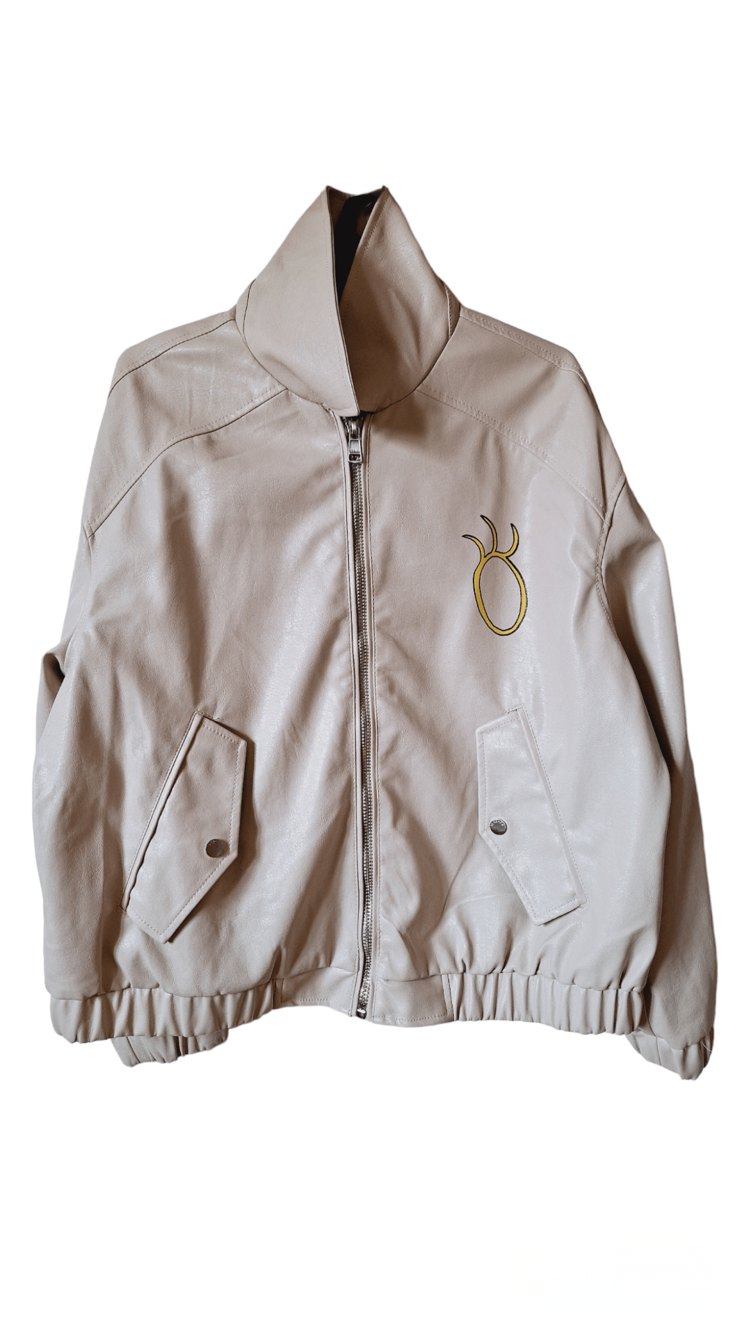 Chaqueta ecopiel bomber pintada a mano Pez dolar - Ropa pintada a mano en Pezojos