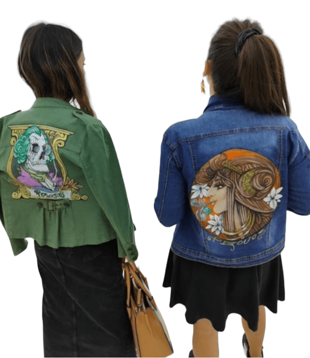 Chaqueta vaquera pintada a mano · Belle Noveu (Talla M) - Ropa pintada a mano en Pezojos