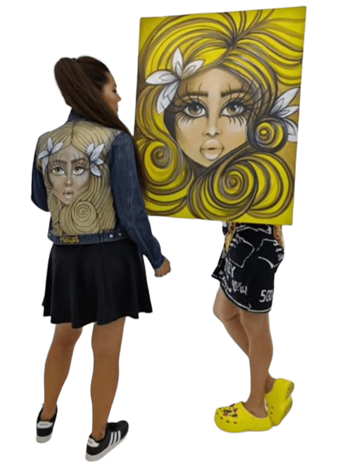 Chaqueta vaquera pintada a mano · Dollavatar rubia única (Talla M) - Ropa pintada a mano en Pezojos