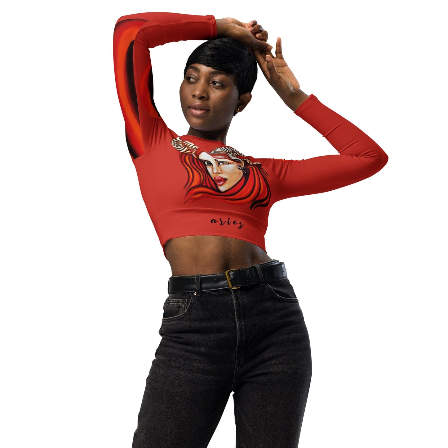 Crop top de manga larga dollavatar Aries - Ropa pintada a mano en Pezojos