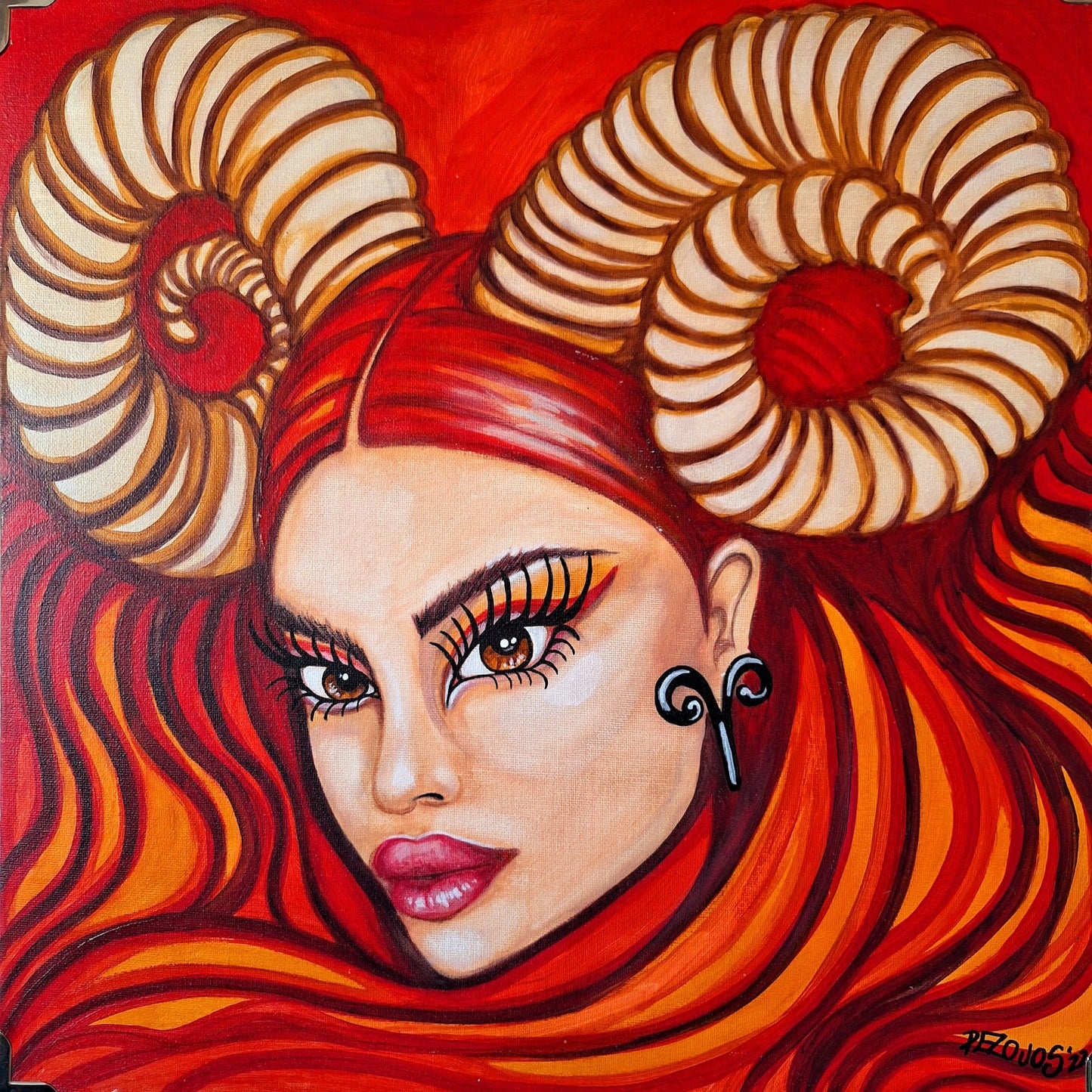 Crop top de manga larga dollavatar Aries - Ropa pintada a mano en Pezojos