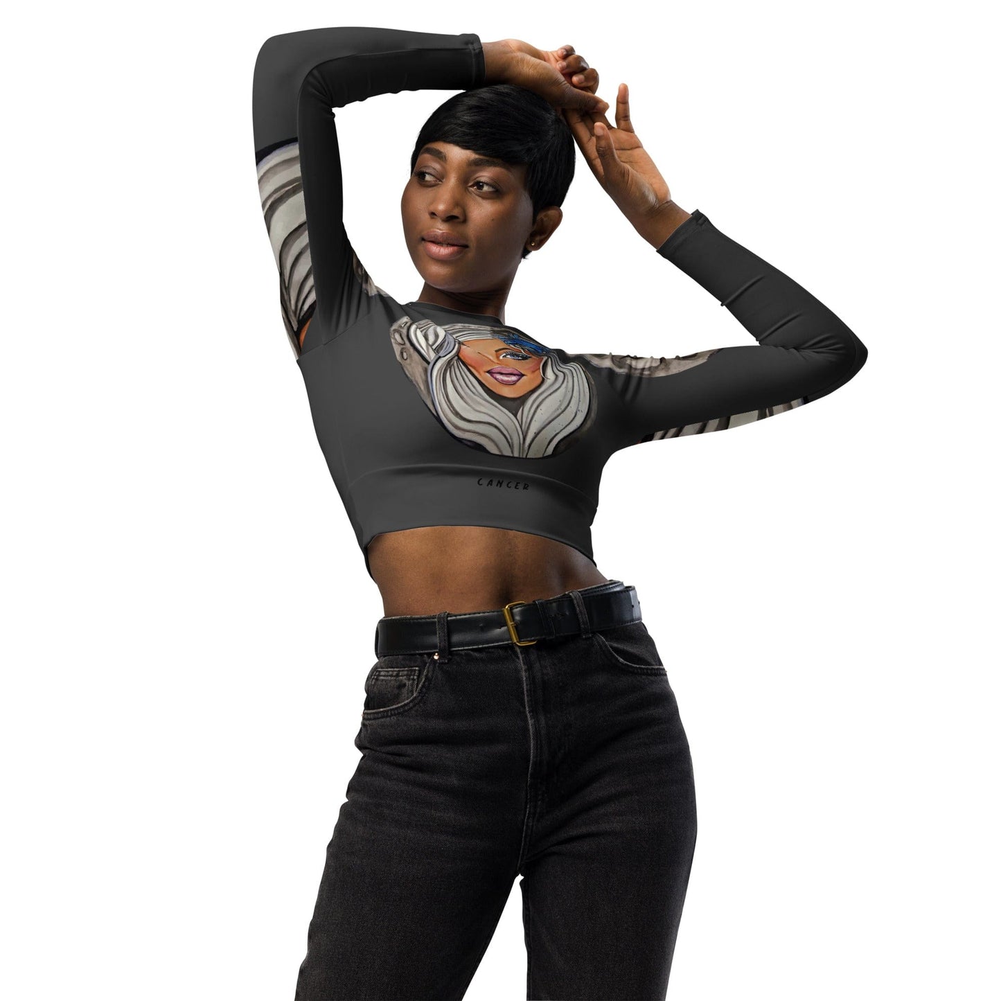 Crop top de manga larga dollavatar Cancer - Ropa pintada a mano en Pezojos
