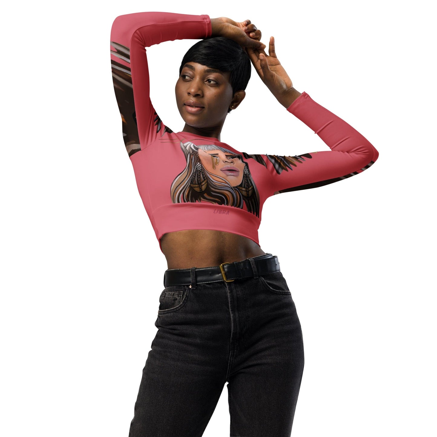 Crop top de manga larga dollavatar Libra - Ropa pintada a mano en Pezojos