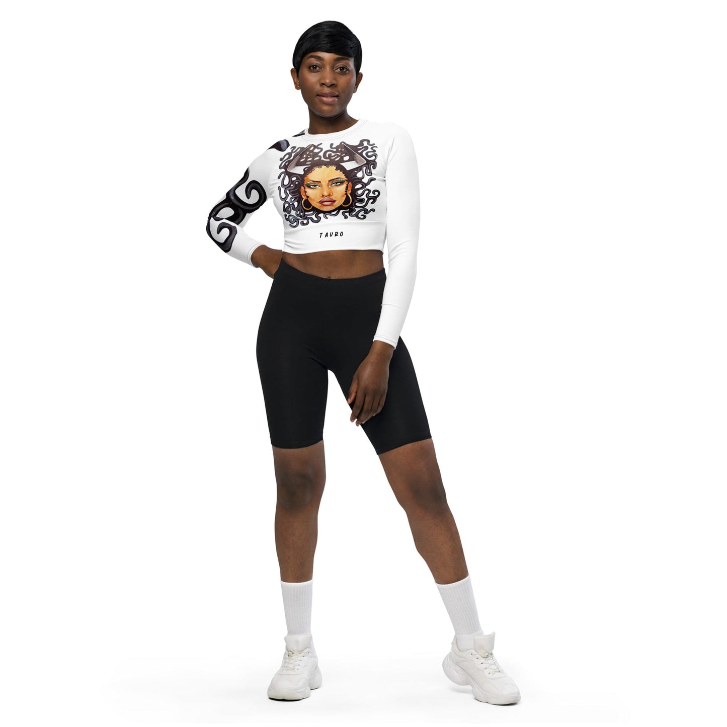 Crop top de manga larga dollavatar zodiaco Tauro - Ropa pintada a mano en Pezojos