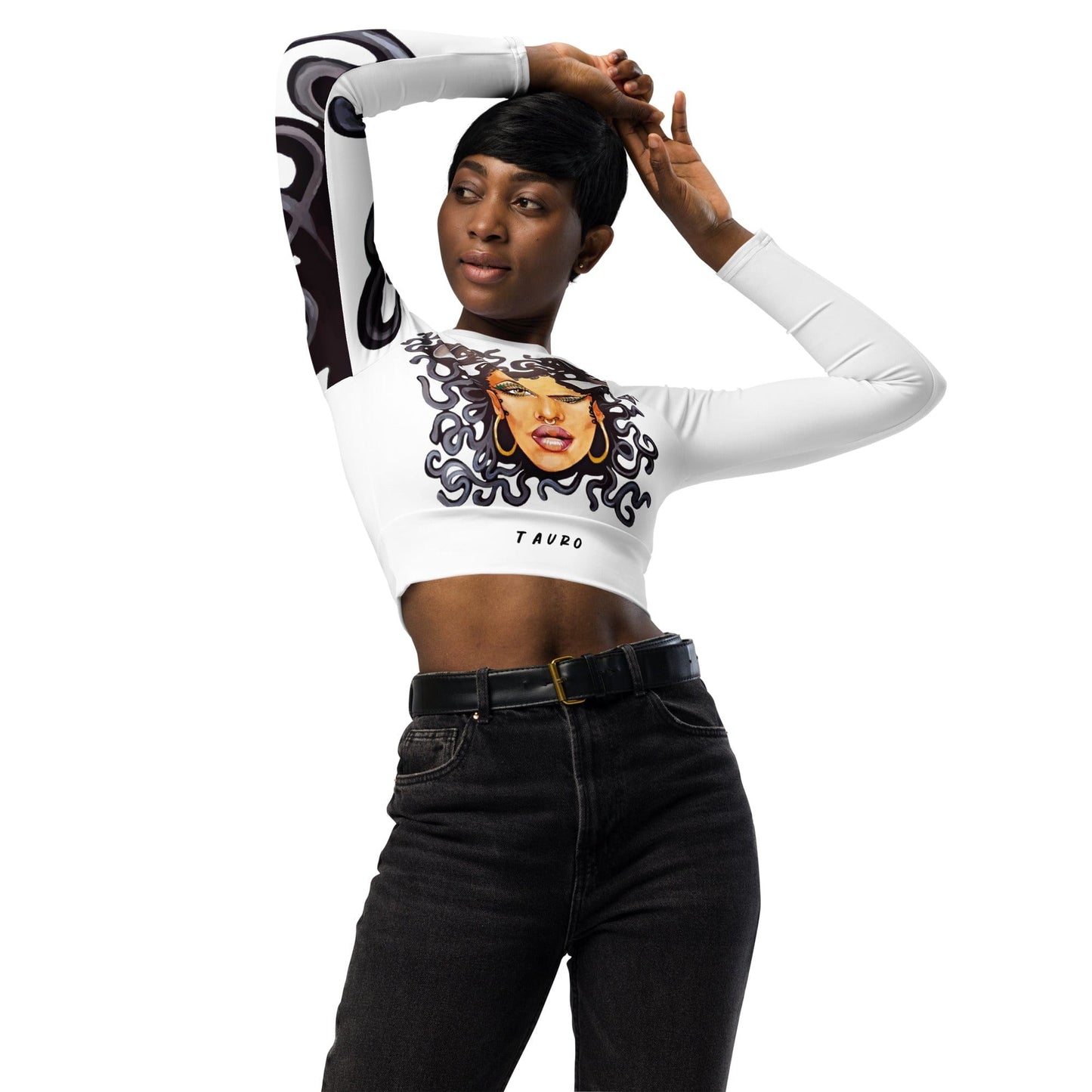 Crop top de manga larga dollavatar zodiaco Tauro - Ropa pintada a mano en Pezojos