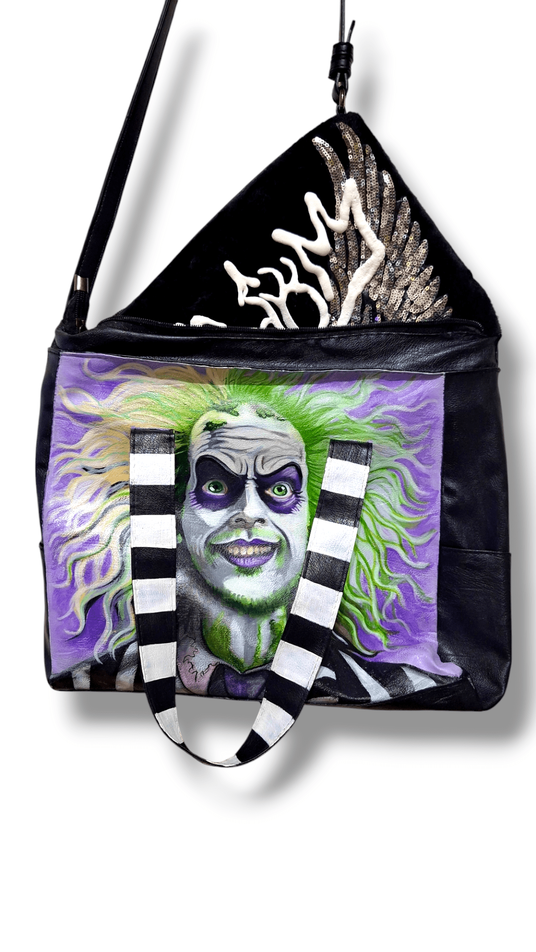 Doble Bolso de gran capacidad inspirado en Beetlejuice, pintado a mano - Ropa pintada a mano en Pezojos