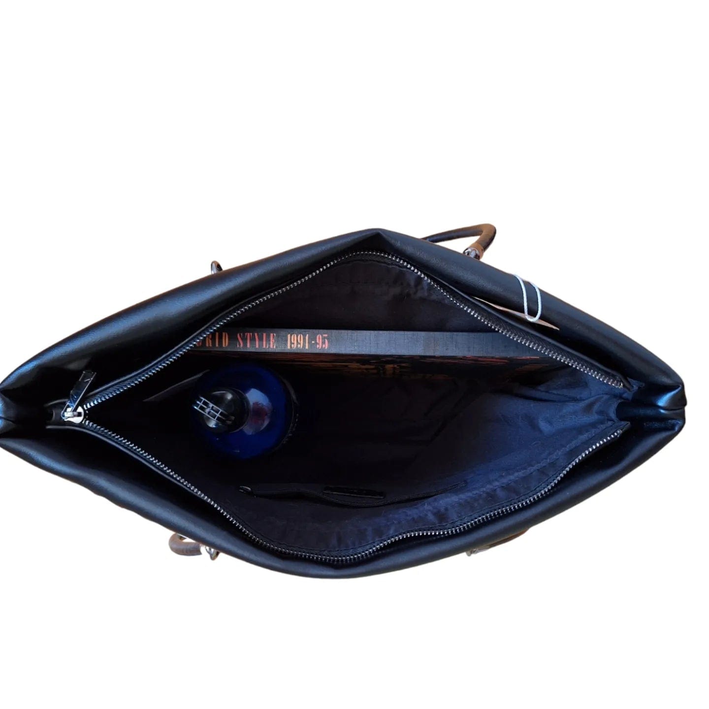 Maxi Bolso negro pintado a mano "Garbo pop" - Ropa pintada a mano en Pezojos