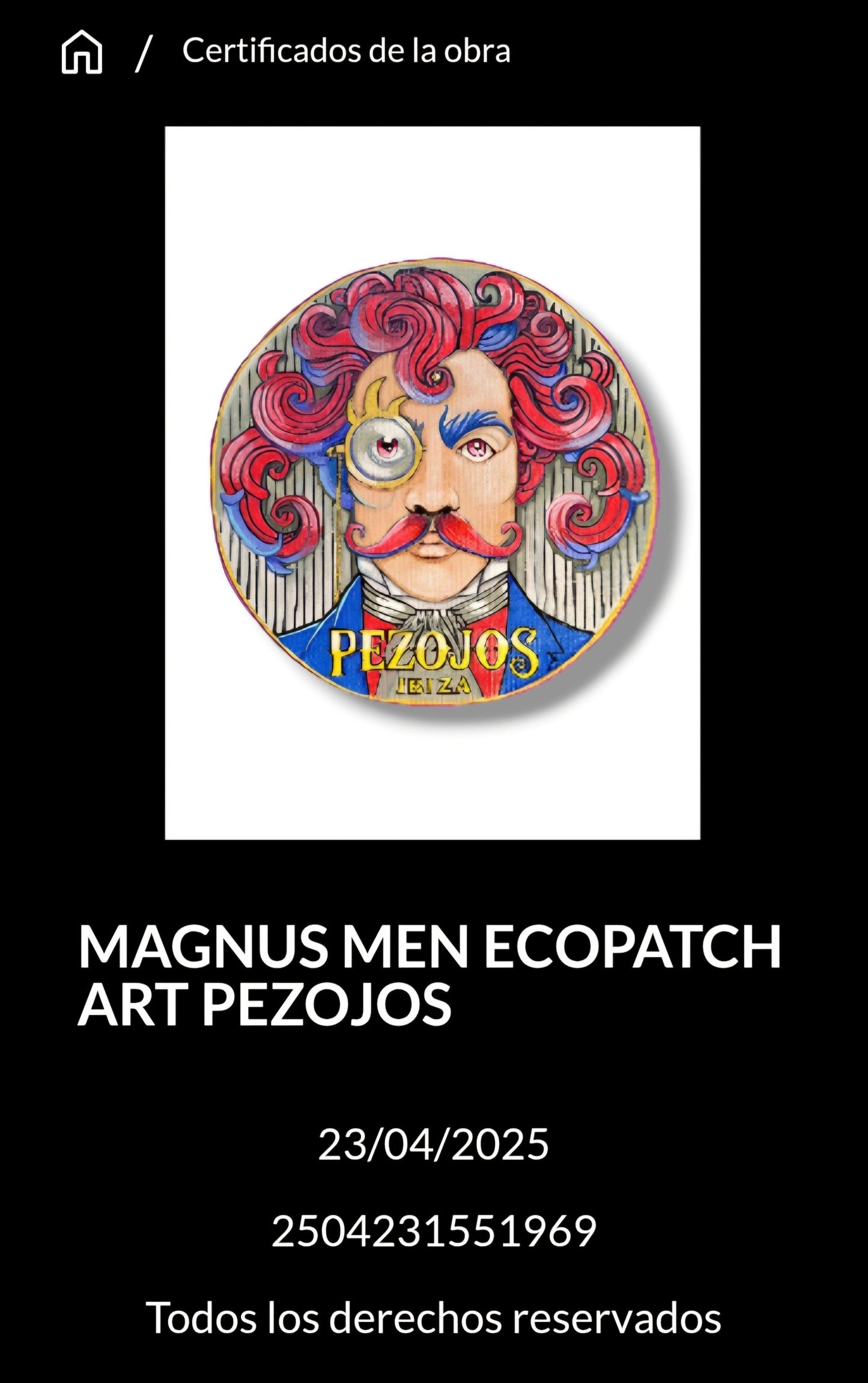 Ecopatch Magnus parches pintados a mano de retrato hombre