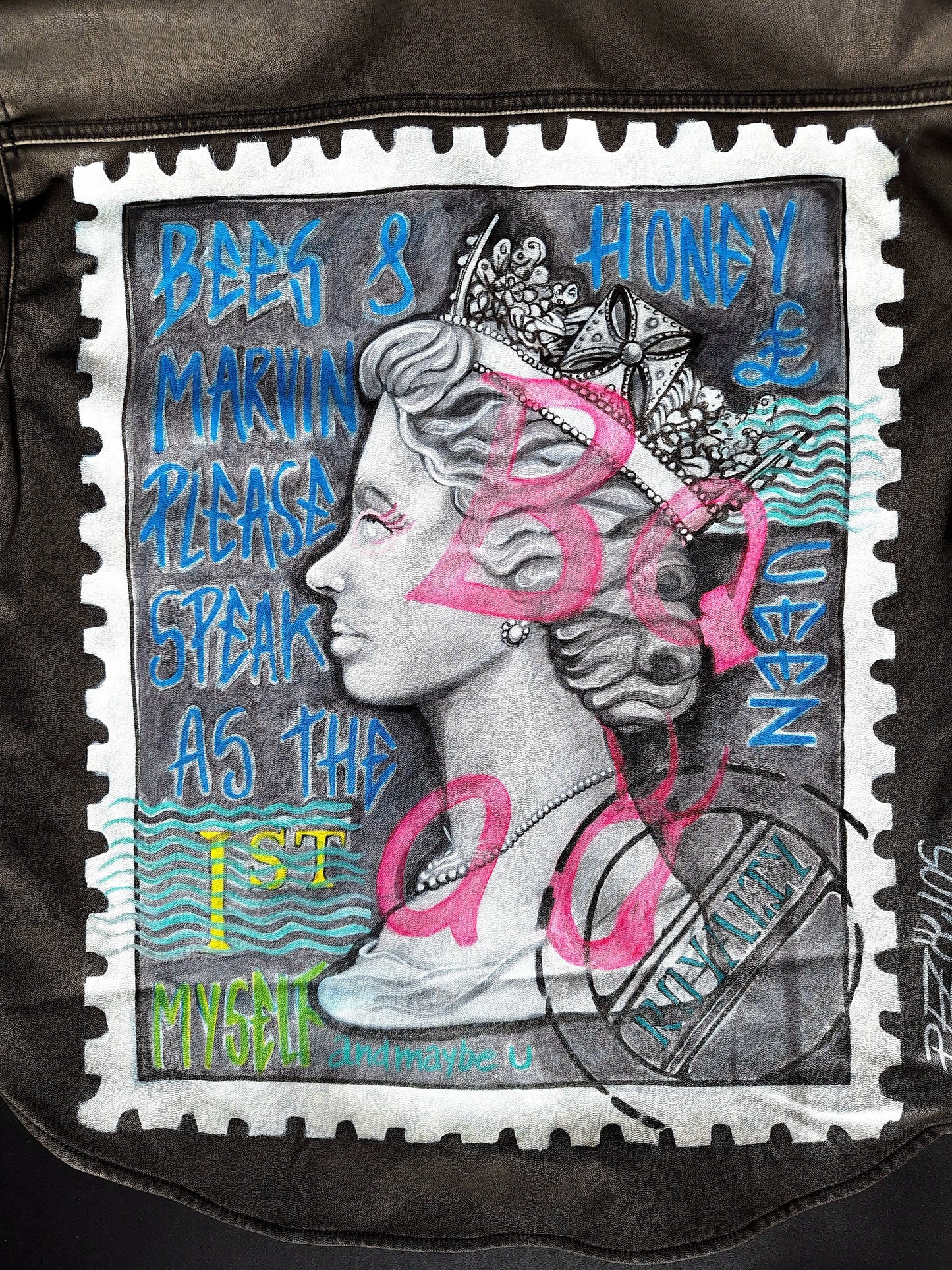 Chaqueta camisa pintada Uk Queen stamp