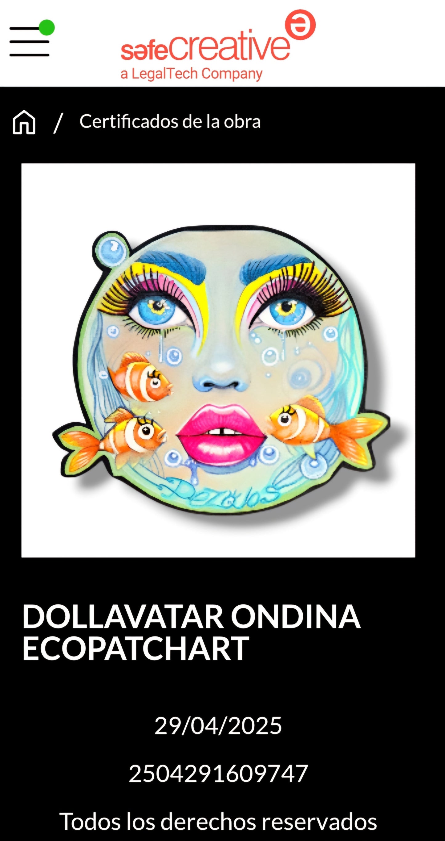 Dollavatar Ecopatch Art Pieza Única Parche Arte Textil Pintado a Mano