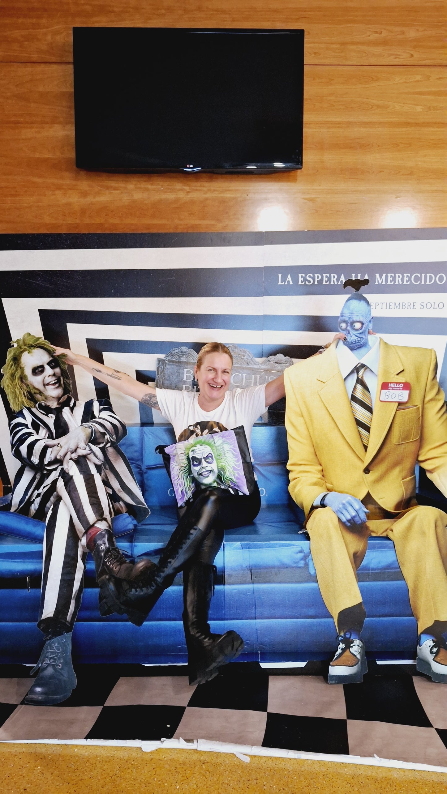 Doble Bolso de gran capacidad inspirado en Beetlejuice, pintado a mano