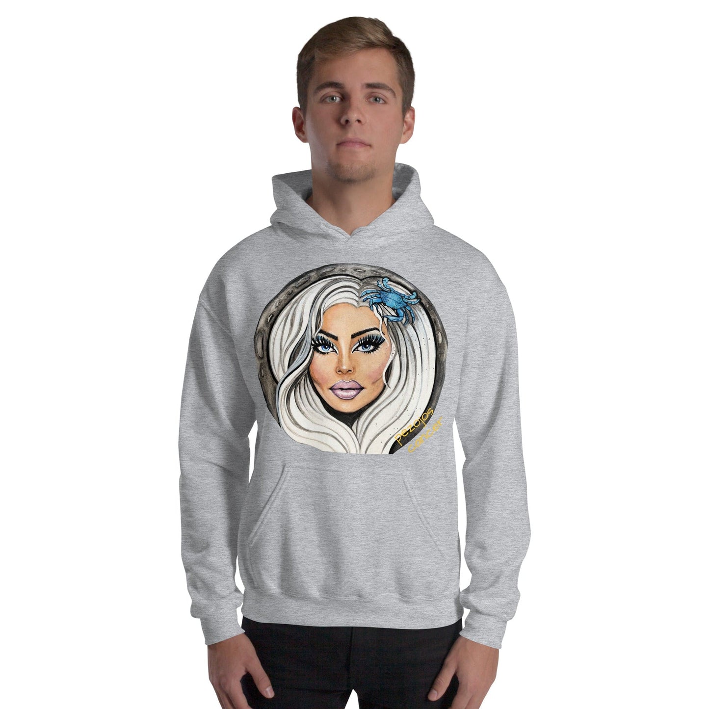 Sudadera con capucha unisex Dollavatar Zodiaco Cancer - Ropa pintada a mano en Pezojos