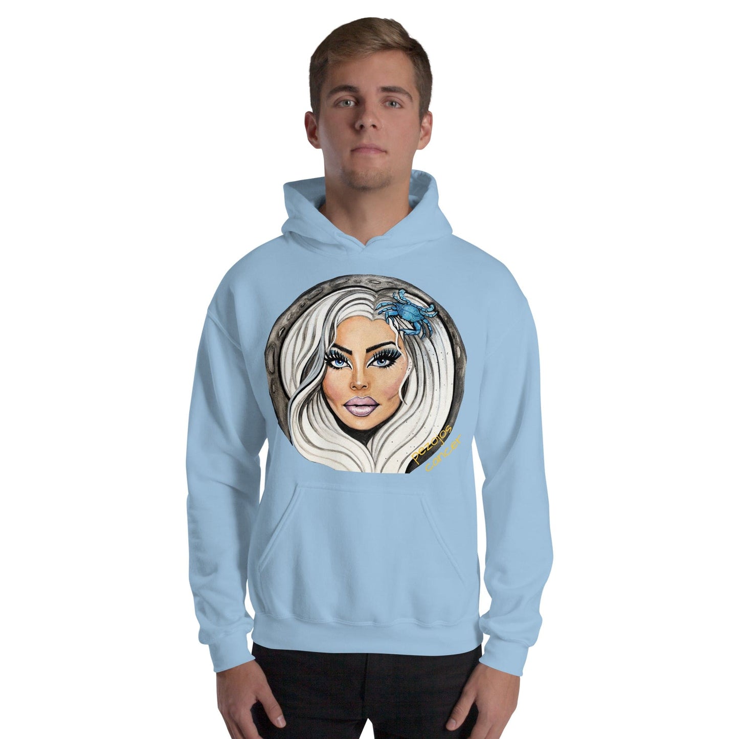 Sudadera con capucha unisex Dollavatar Zodiaco Cancer - Ropa pintada a mano en Pezojos