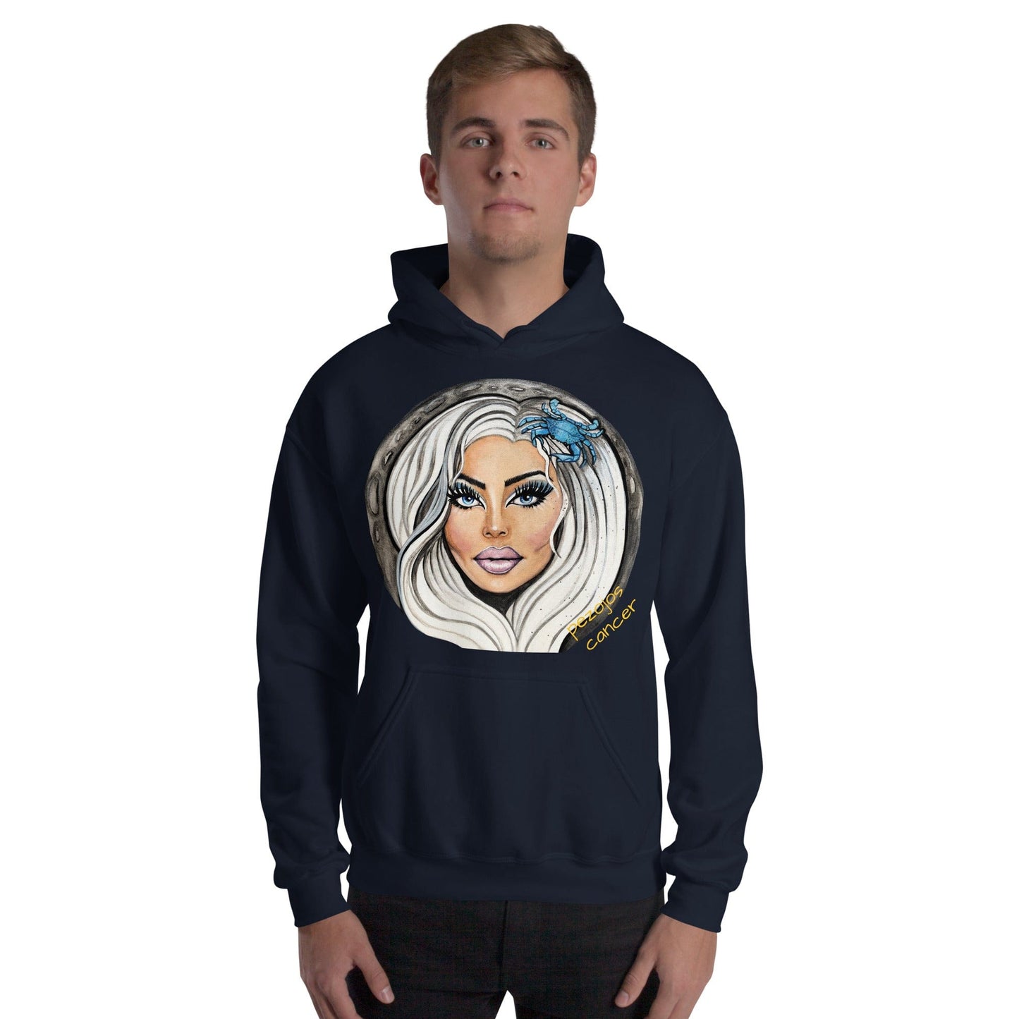 Sudadera con capucha unisex Dollavatar Zodiaco Cancer - Ropa pintada a mano en Pezojos