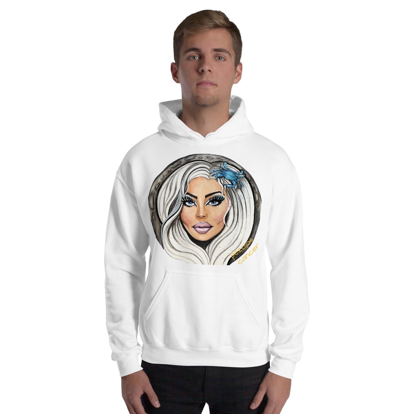 Sudadera con capucha unisex Dollavatar Zodiaco Cancer - Ropa pintada a mano en Pezojos
