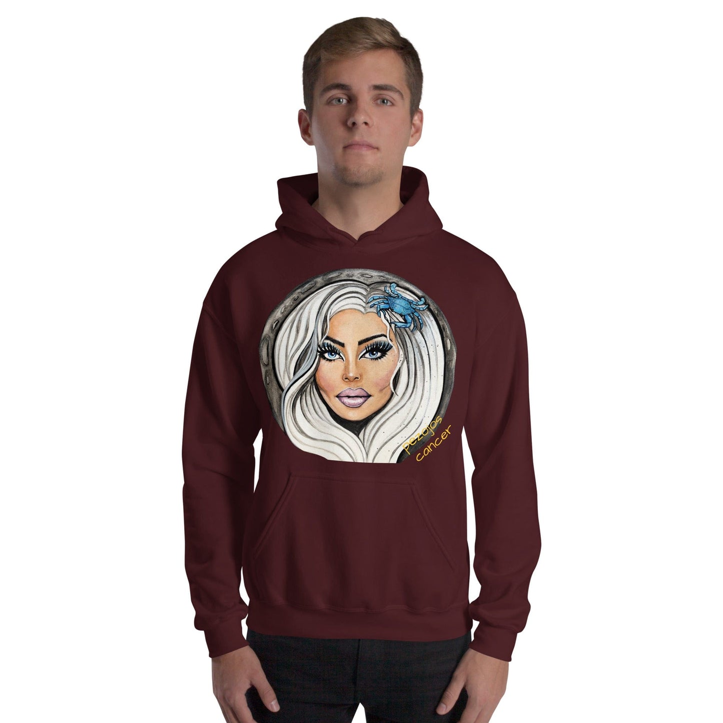 Sudadera con capucha unisex Dollavatar Zodiaco Cancer - Ropa pintada a mano en Pezojos