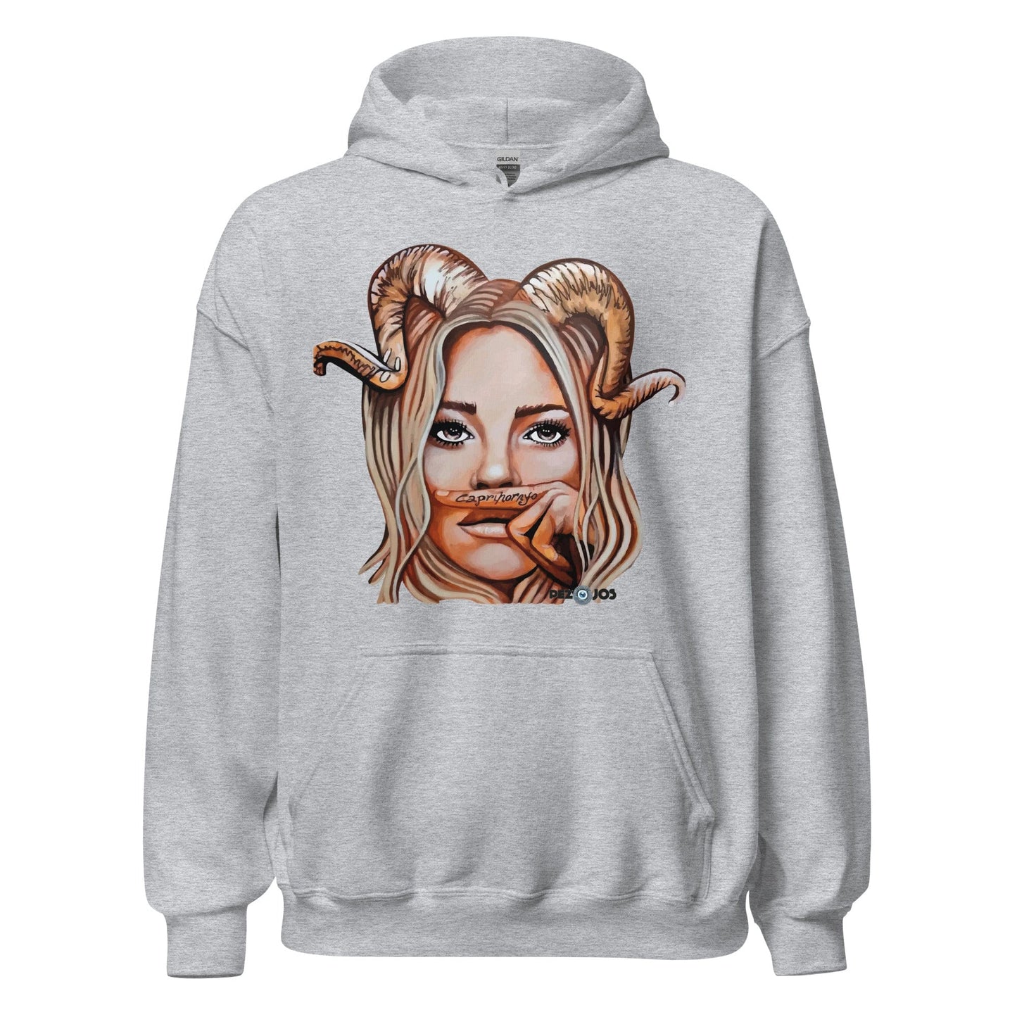 Sudadera con capucha unisex Dollavatar Zodiaco Capricornio - Ropa pintada a mano en Pezojos