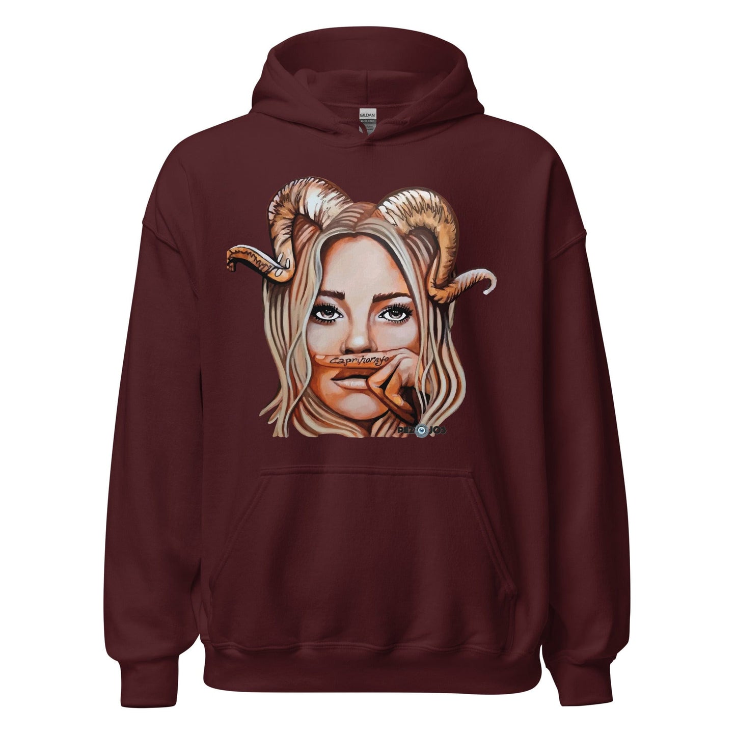 Sudadera con capucha unisex Dollavatar Zodiaco Capricornio - Ropa pintada a mano en Pezojos