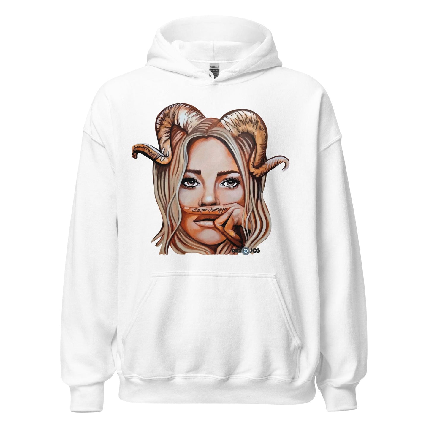 Sudadera con capucha unisex Dollavatar Zodiaco Capricornio - Ropa pintada a mano en Pezojos
