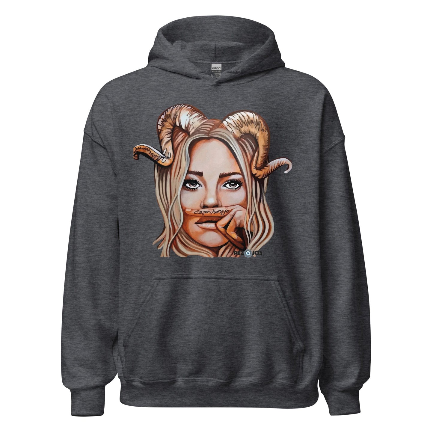 Sudadera con capucha unisex Dollavatar Zodiaco Capricornio - Ropa pintada a mano en Pezojos