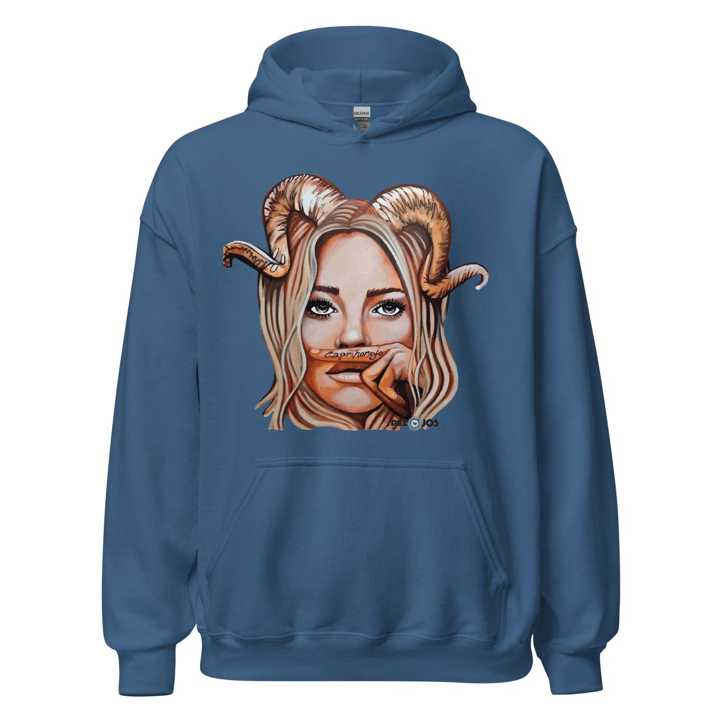 Sudadera con capucha unisex Dollavatar Zodiaco Capricornio - Ropa pintada a mano en Pezojos