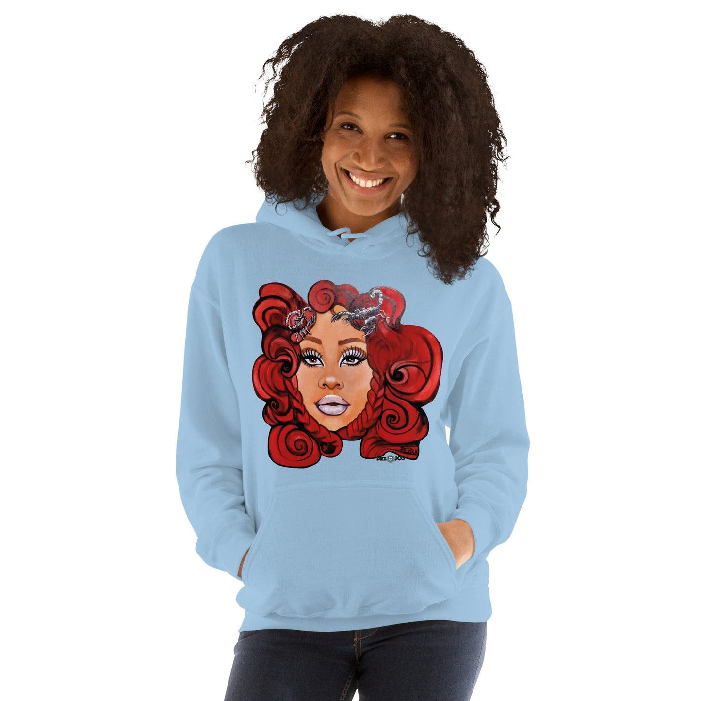 Sudadera con capucha unisex Dollavatar Zodiaco Escorpio - Ropa pintada a mano en Pezojos