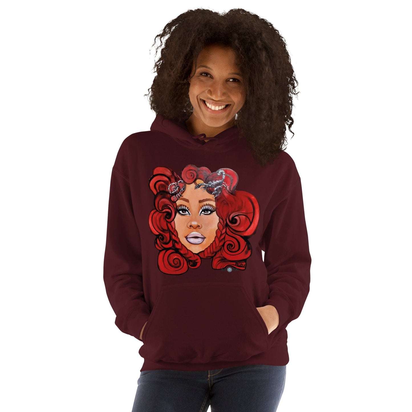 Sudadera con capucha unisex Dollavatar Zodiaco Escorpio - Ropa pintada a mano en Pezojos