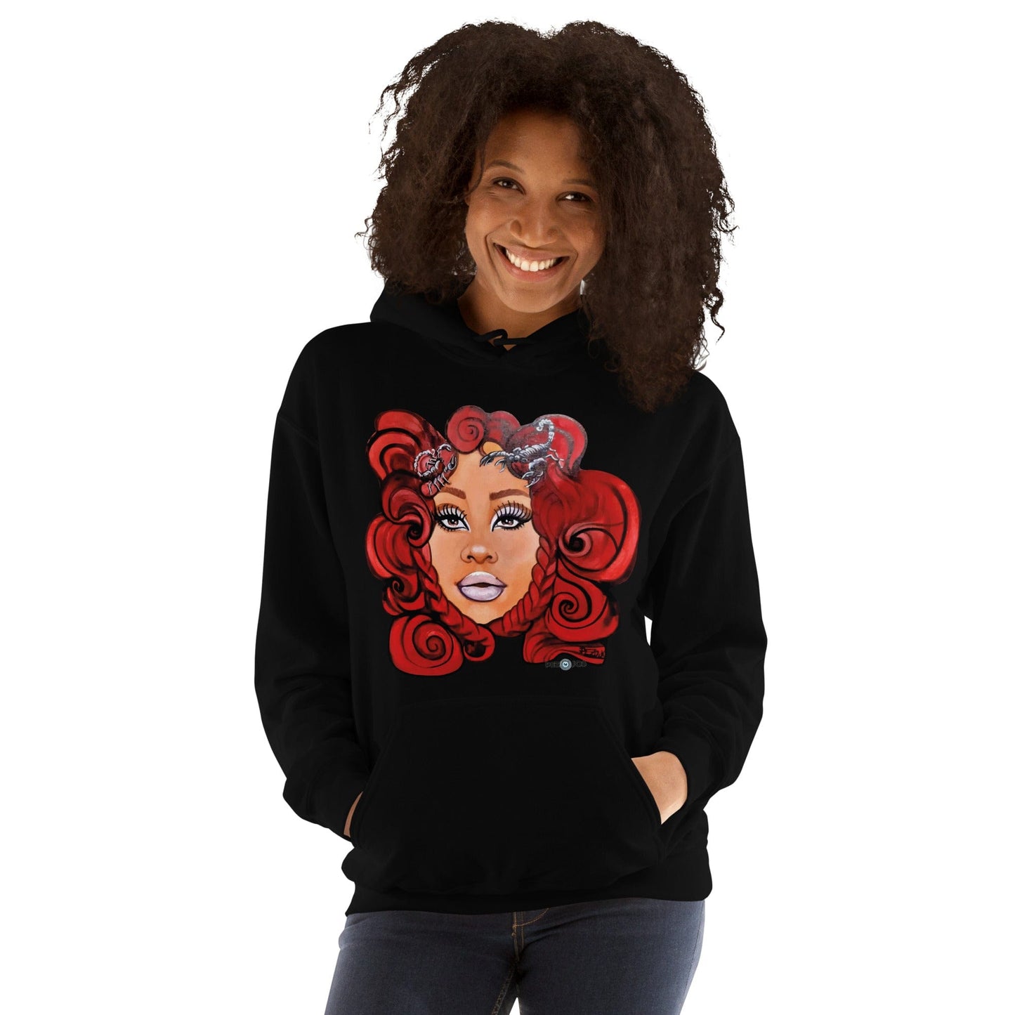 Sudadera con capucha unisex Dollavatar Zodiaco Escorpio - Ropa pintada a mano en Pezojos